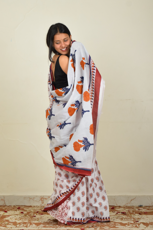 Buy handblock printed saree online 