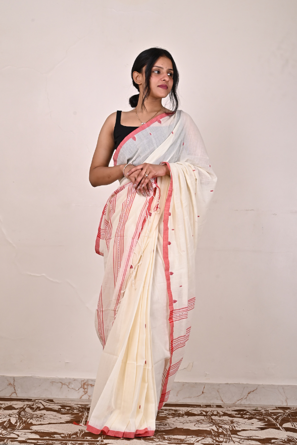 Kora Handwoven cotton jamdani saree