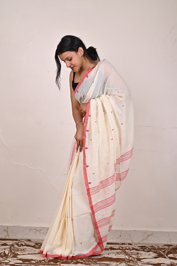 Kora Handwoven cotton jamdani saree