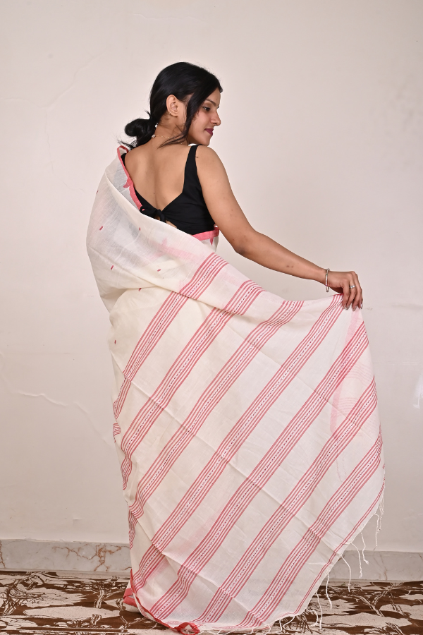 Kora Handwoven cotton jamdani saree