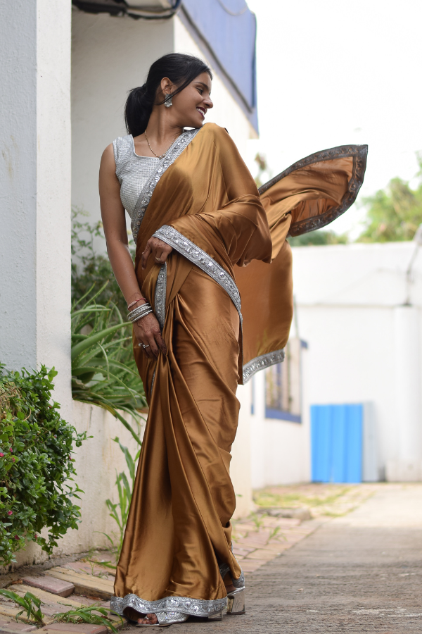 satin saree with border | satin embroidery saree | satin saree online 