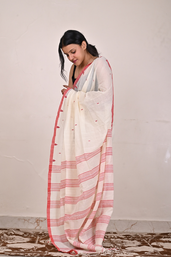 Kora Handwoven cotton jamdani saree