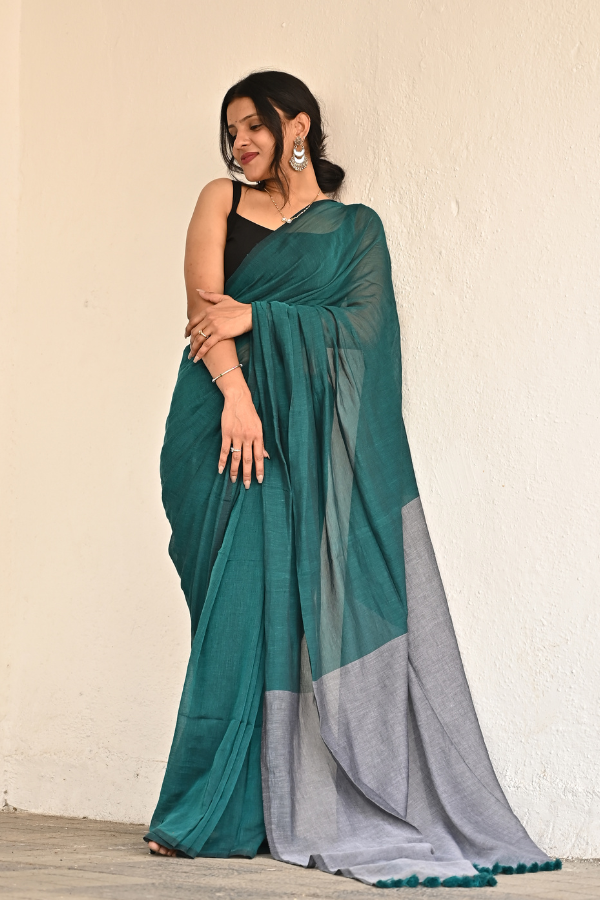 pure cotton saree | green cotton saree | cotton saree