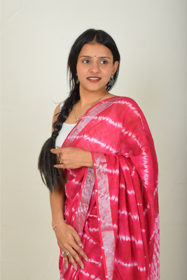 blockprinted linen saree | sarees online | zari saree