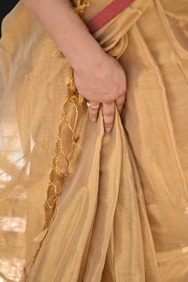 Golden Pure Handwoven Tissue Saree