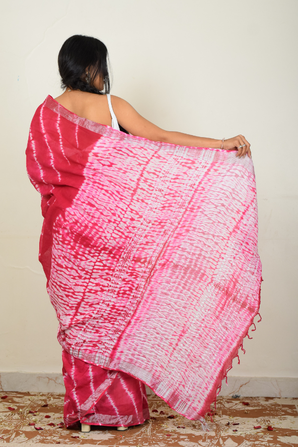 linen zari saree | linen saree designs | blockprinted linen saree online 