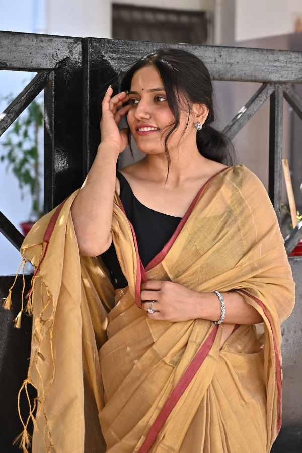 Golden Pure Handwoven Tissue Saree