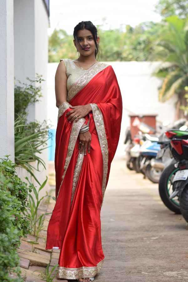 satin saree online | satin saree | satin crepe saree