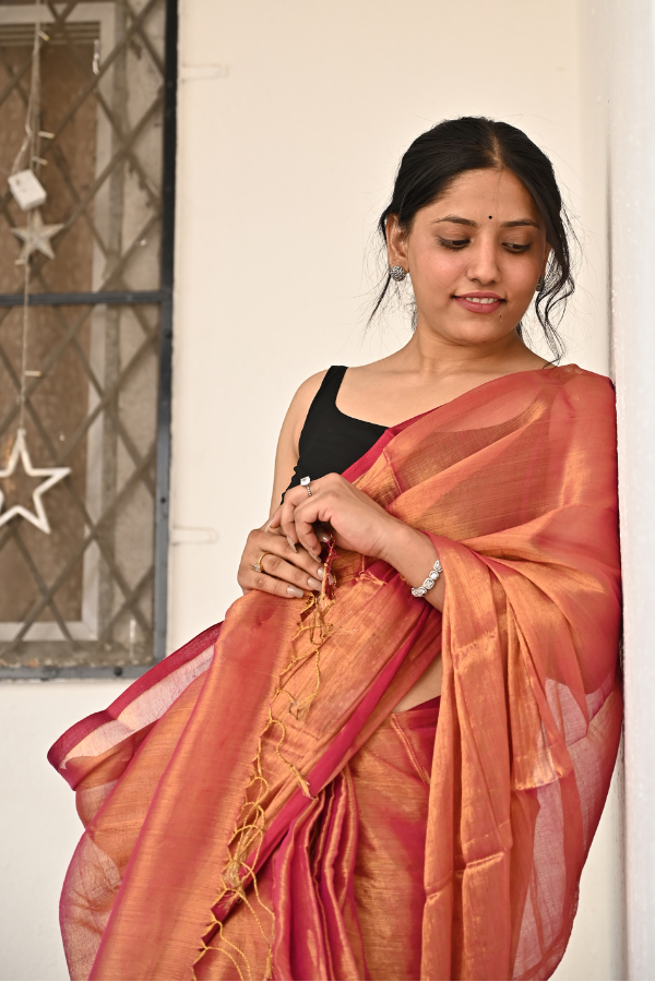 Pink Bliss Pure Handwoven Tissue Saree