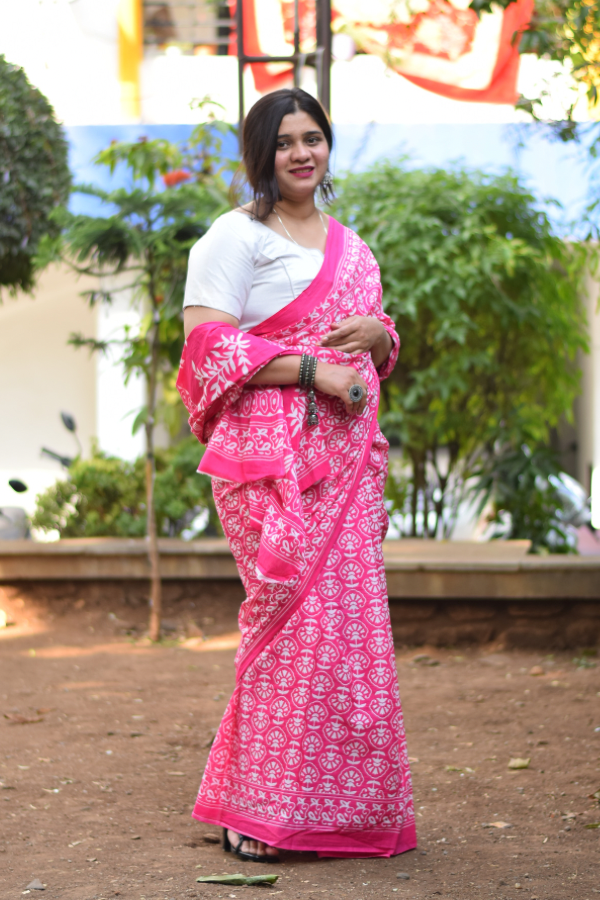 Buy handblock printed saree online 