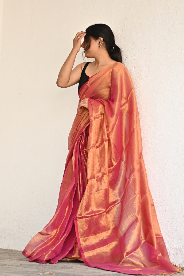 Pink Bliss Pure Handwoven Tissue Saree