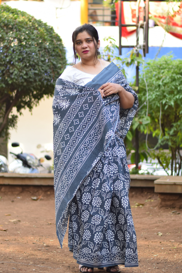 Buy handblock printed saree online 