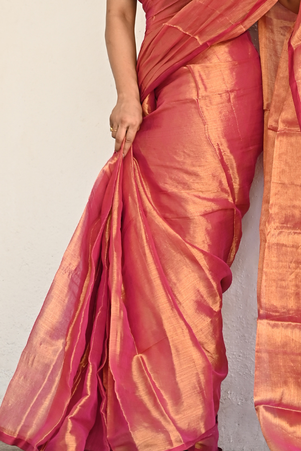 Pink Bliss Pure Handwoven Tissue Saree