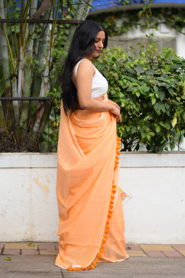 pure cotton saree online | orange saree 