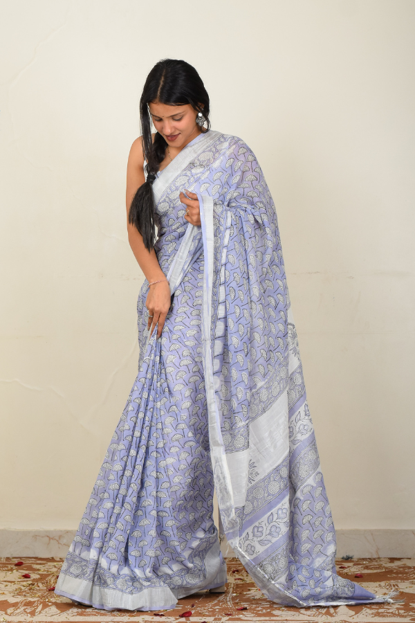 linen saree india | pure linen saree | white linen saree  