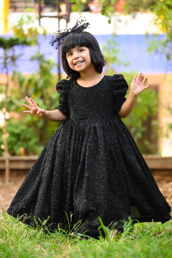 Black shimmer ball gown | black shimmer ball gown for girl 