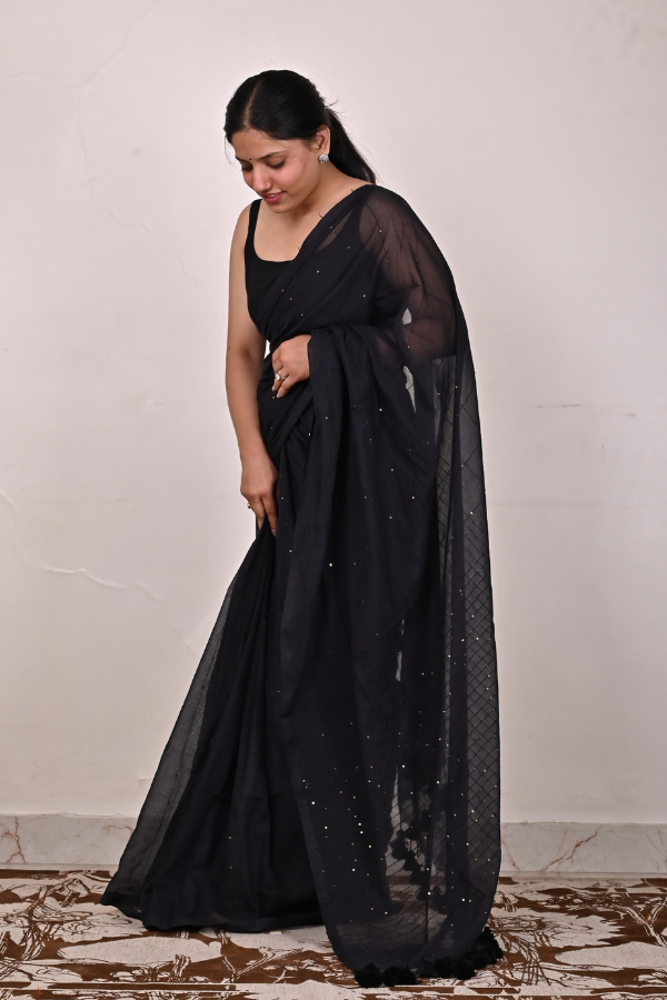 black cotton saree | pure cotton saree 