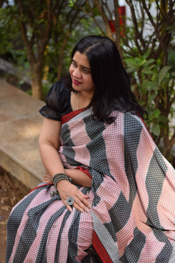 blockprint cotton saree | mulmul saree 