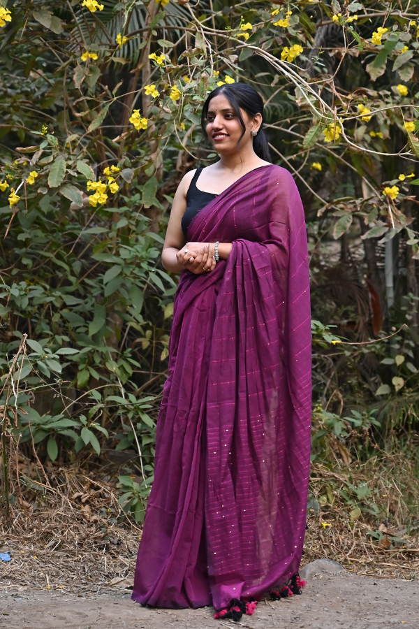 Cotton saree | purple cotton saree | best sarees online 