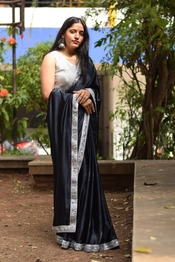 satin saree online | satin saree | satin crepe saree