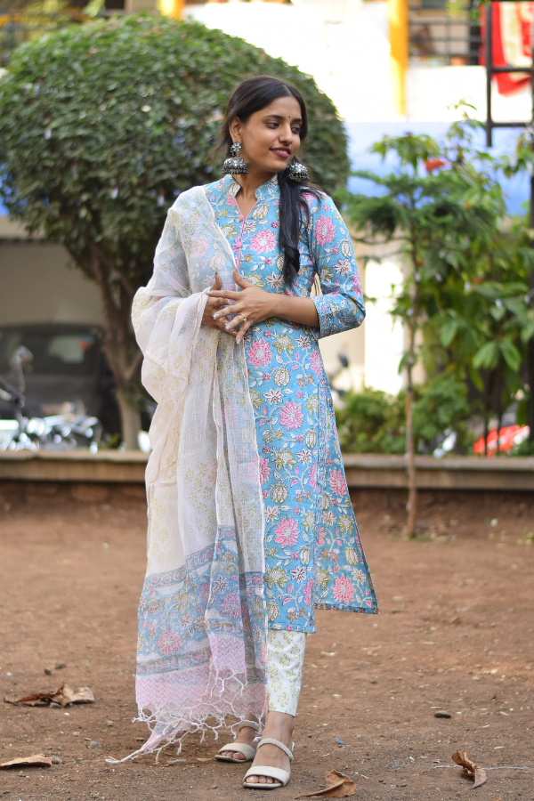 hand block printed kurta set | printed kurta set online 