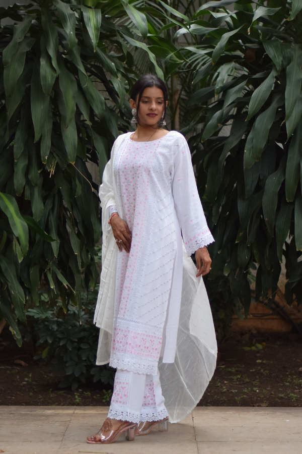 Dupatta | kurta set with white dupatta | best online kurta set