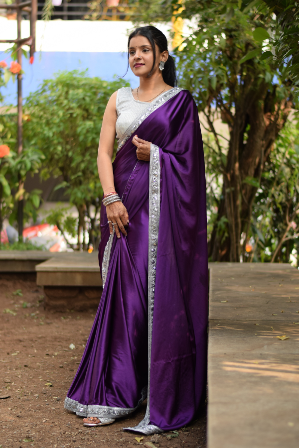 pure satin saree | satin saree in black | saree online 