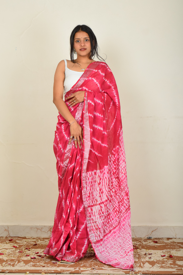 linen saree online | handwoven saree | pink saree