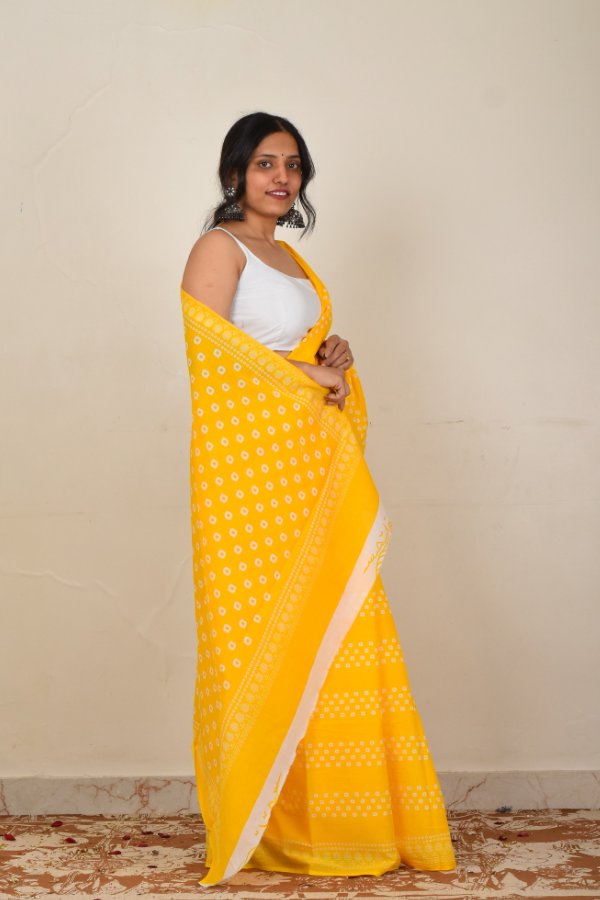 blockprint cotton saree | mulmul saree 