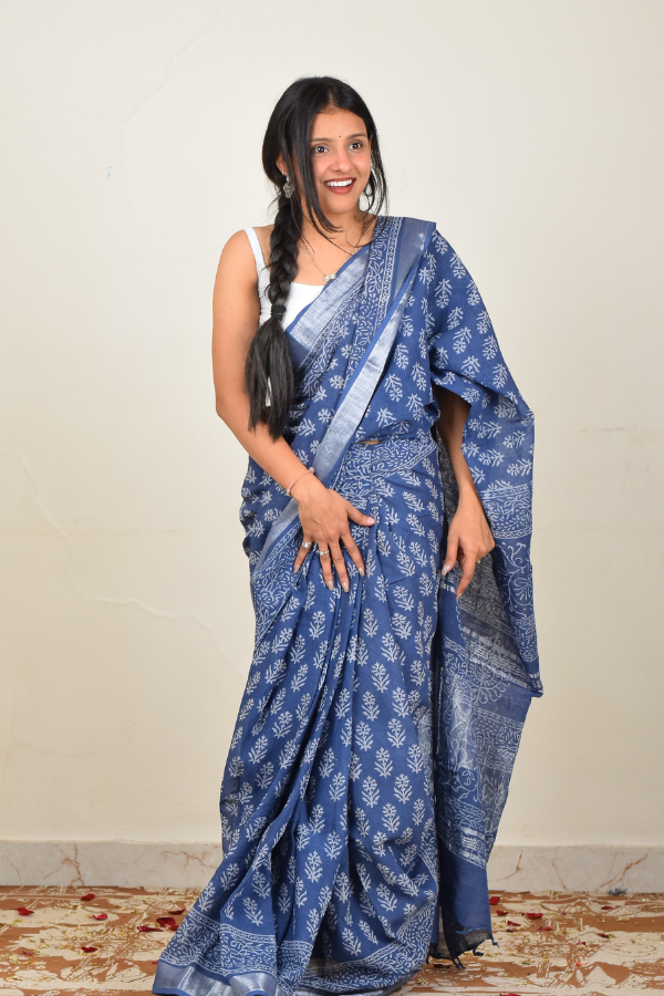 buy linen saree online | shop for best linen zari saree for women 