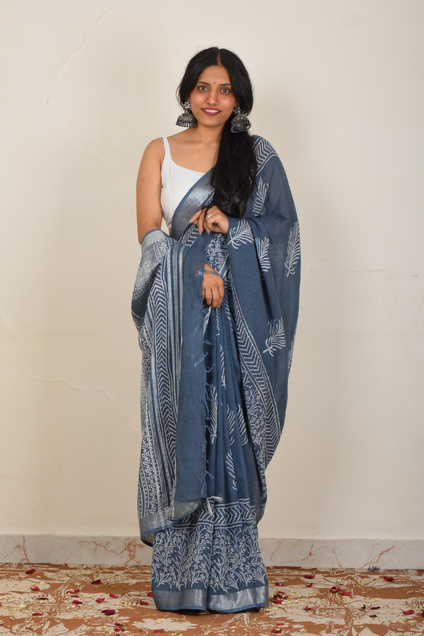 buy linen saree online | shop for best linen zari saree for women 