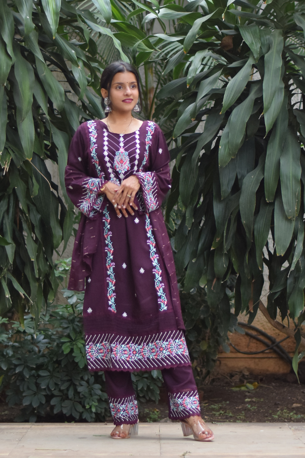 Kurta set with dupatta | kurta set online | purple colour kurta set 