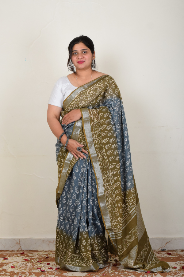 buy linen saree online | shop for best linen zari saree for women 