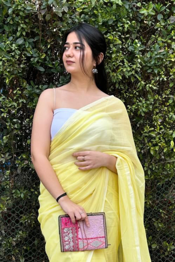 Lemon Yellow Pure Cotton Saree