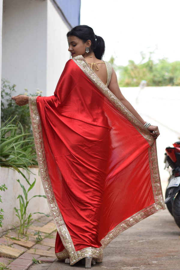 pure satin saree | satin saree in black | saree online 