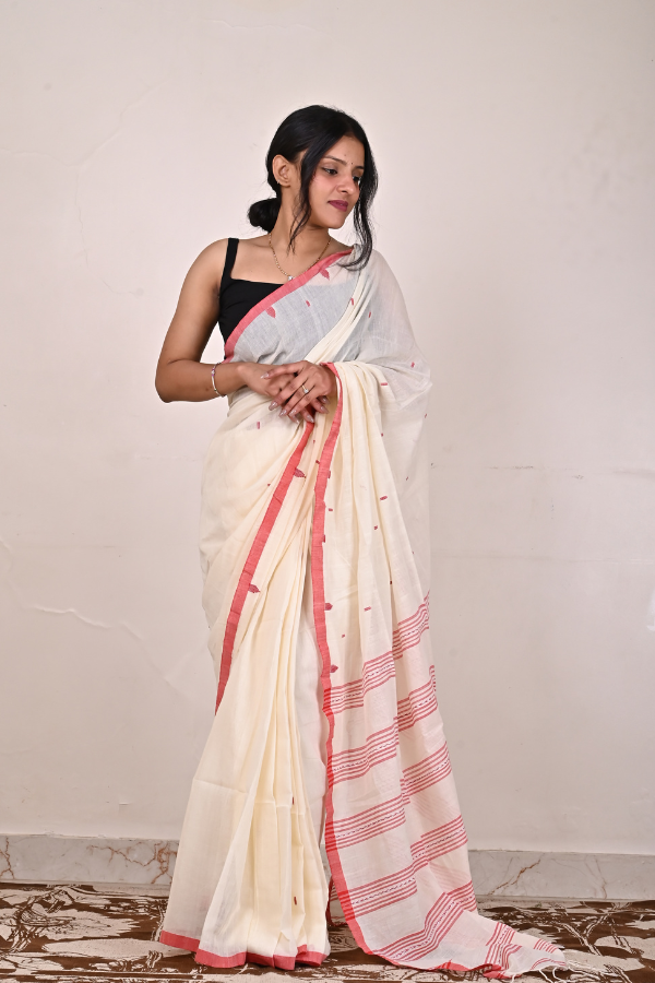 Kora Handwoven cotton jamdani saree