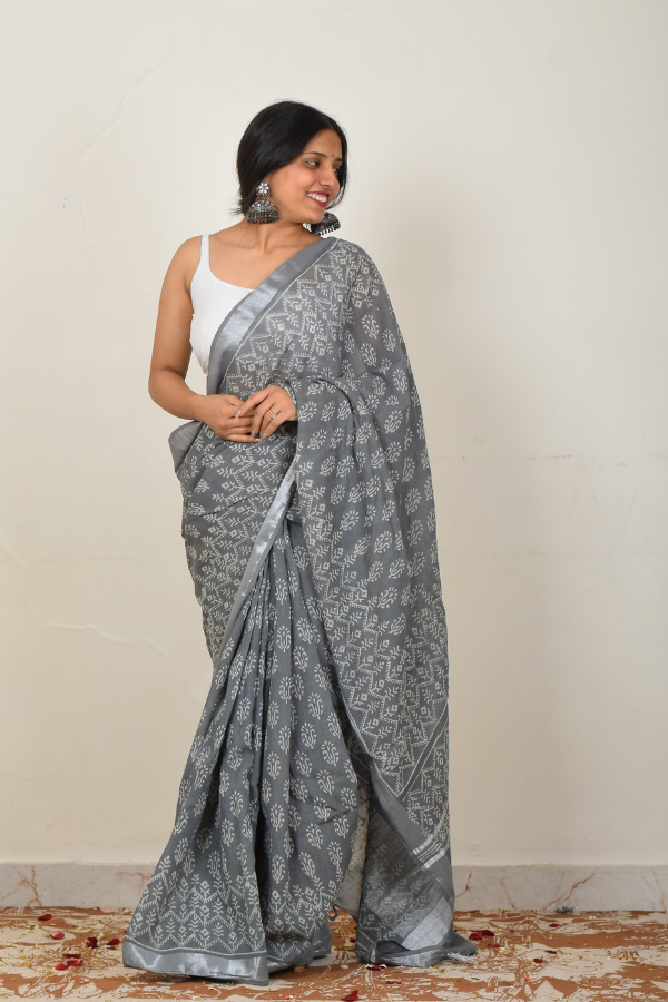 buy linen saree online | shop for best linen zari saree for women 