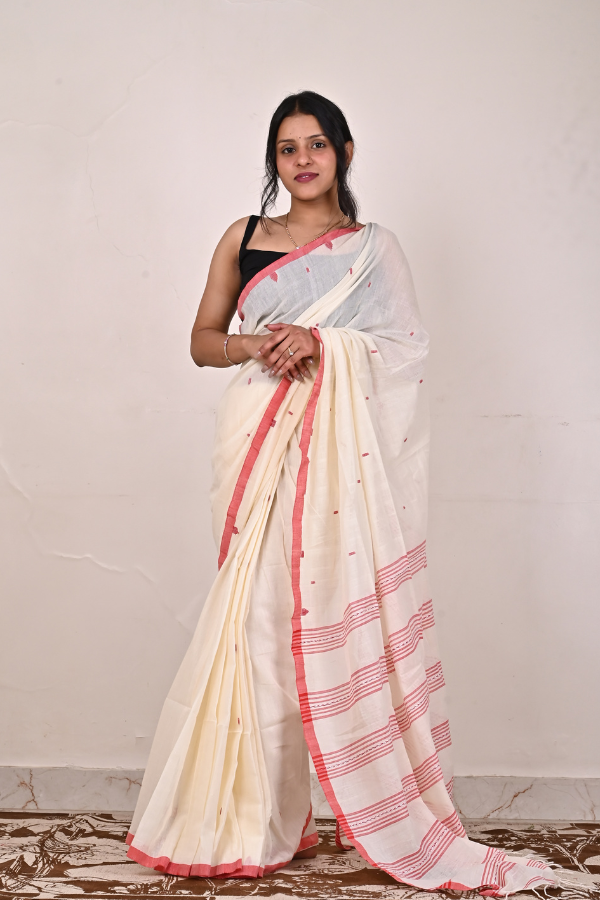 Kora Handwoven cotton jamdani saree