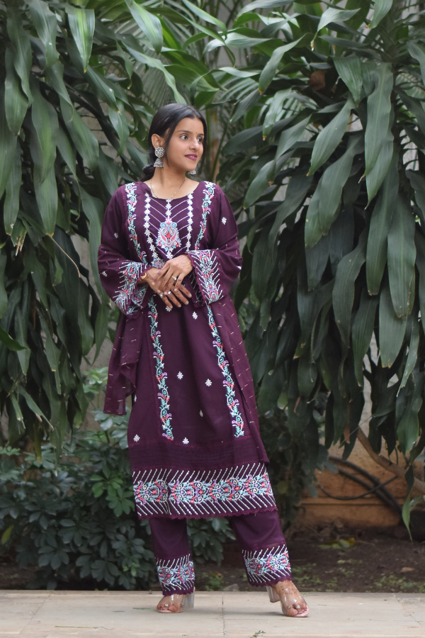 Purple color kurta set | kurta set online | printed kurta set 