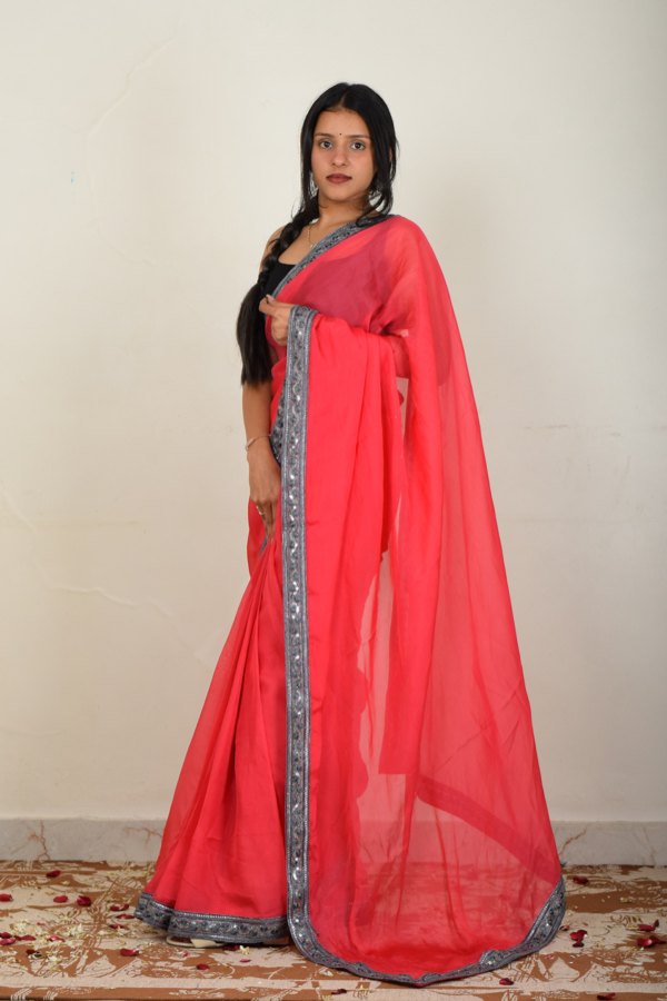 organza saree red | organza saree design | organza saree for women 