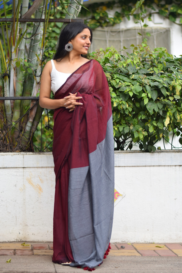 pure cotton saree online | maroon saree 